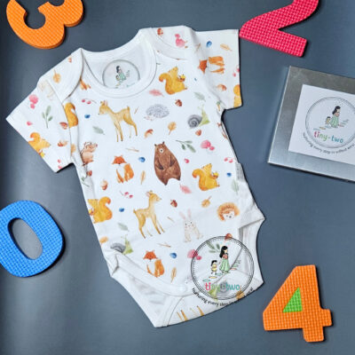 100% Organic Cotton Short-Sleeve Bodysuit – "Enchanted Forest"
