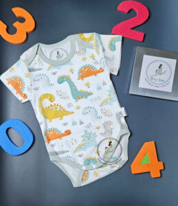 Product Title: 100% Organic Cotton Short-Sleeve Bodysuit – "Dino lover"