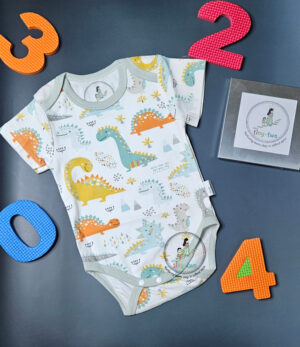 Product Title: 100% Organic Cotton Short-Sleeve Bodysuit – "Dino lover"