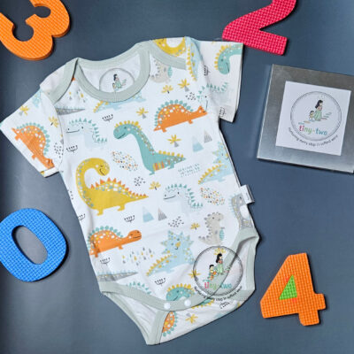 Product Title: 100% Organic Cotton Short-Sleeve Bodysuit – "Dino lover"