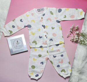 Premium Muslin Pyjama Set – "The Abstract Mickey Pastel"" Edition