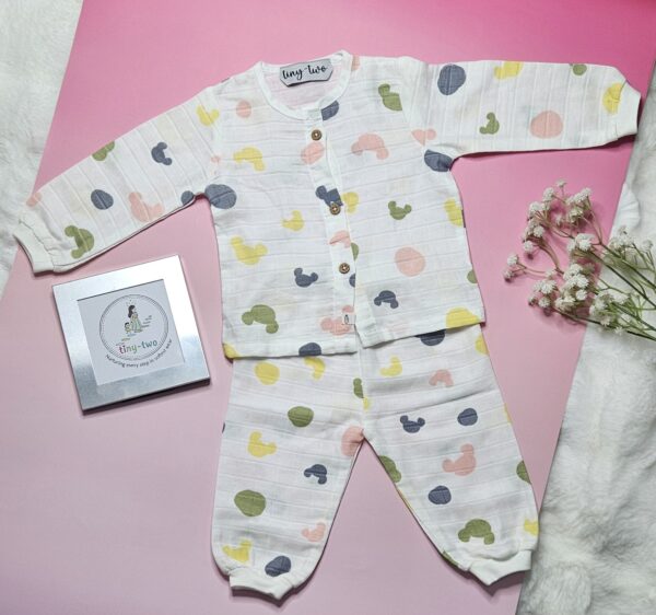 Premium Muslin Pyjama Set – "The Abstract Mickey Pastel"" Edition