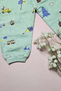 Premium Muslin Pyjama Set – "The mountain camper(mint green)" Edition