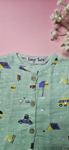 Premium Muslin Pyjama Set – "The mountain camper(mint green)" Edition