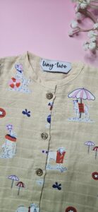 Premium Muslin Pyjama Set – "Sand & Surf Dog" Edition