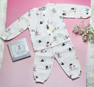Premium Muslin Pyjama Set – "The Country Windmill"" Edition