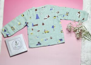 Premium Muslin Pyjama Set – "The mountain camper(mint green)" Edition