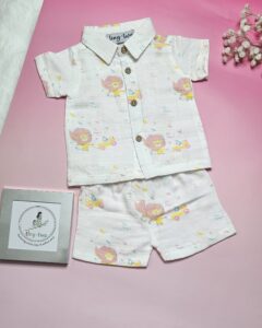 Premium Muslin Short Set – "Hola Amigo Lion" Edition