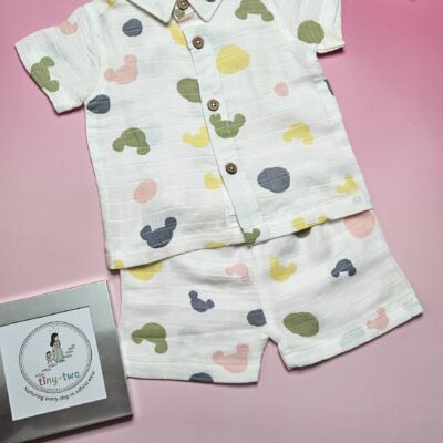 Premium Muslin Short Set – "Abstract Pastel" Edition