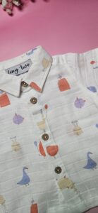 Premium Muslin Short Set – "Party Bird" Edition