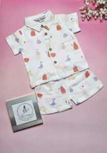 Premium Muslin Short Set – "Party Bird" Edition