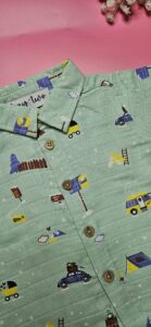 Premium Muslin Short Set – "Mountain camper(Mint green)" Edition