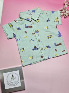 Premium Muslin Short Set – "Mountain camper(Mint green)" Edition