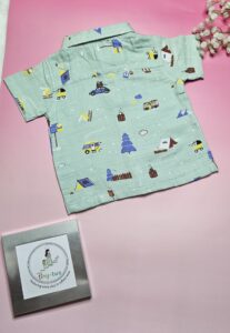 Premium Muslin Short Set – "Mountain camper(Mint green)" Edition