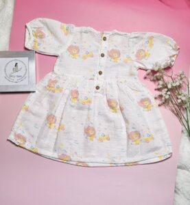 Premium Muslin Frock & Bloomers Set – "Hola Amigo Lion"