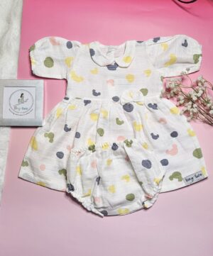 Premium Muslin Frock & Bloomers Set – "Abstract Pastel"
