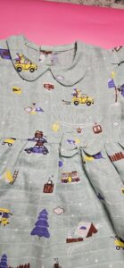 Premium Muslin Frock & Bloomers Set – "Mountain camper(Mint green)"