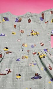 Premium Muslin Frock & Bloomers Set – "Mountain camper(Mint green)"