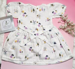 Premium Muslin Frock & Bloomers Set – "Country Windmill"