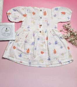 Premium Muslin Frock & Bloomers Set – "The Party Bird"