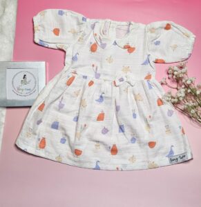 Premium Muslin Frock & Bloomers Set – "The Party Bird"