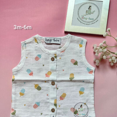 Pure Muslin Sleeveless Jabla (3-6) 2