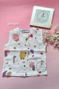 Pure Muslin Sleeveless Jabla (3-6 Months) 3