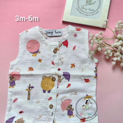 Pure Muslin Sleeveless Jabla (3-6 Months) 3