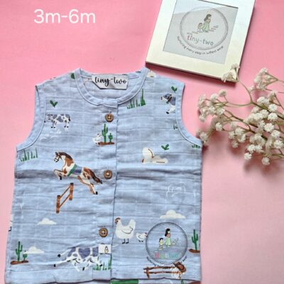 Pure Muslin Sleeveless Jabla (3-6 Months) 5