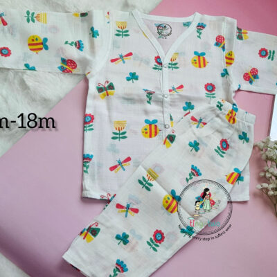 Flutter-Bee:Pure Comfort for Growing Explorers: The Muslin Long-Sleeve Pyjama Set