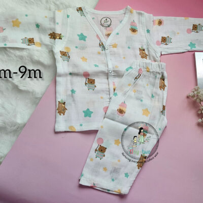 Bear & Balloon Organic Muslin Pyjama Set
