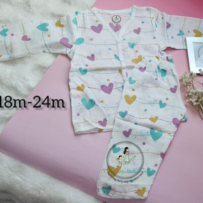Heart Strings Organic Muslin Full-Length Pyjama Set