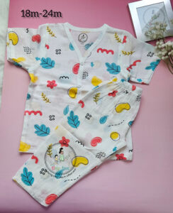 "Candy Treat":Pure Comfort for Growing Explorers: The Muslin Long-Sleeve Pyjama Set