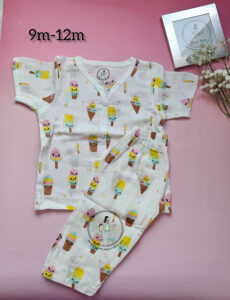 Ice-cream delight:Pure Comfort for Growing Explorers: The Muslin Long-Sleeve Pyjama Set