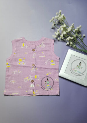 Pure Muslin Sleeveless Jabla (0-3 Months)