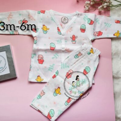 Desert Cactus Organic Muslin Full-Length Pyjama Set