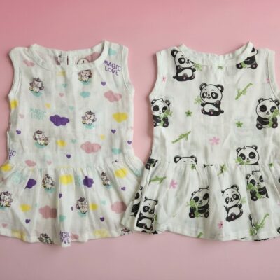 Muslin Aero frocks(3m-6m)- Set of 2