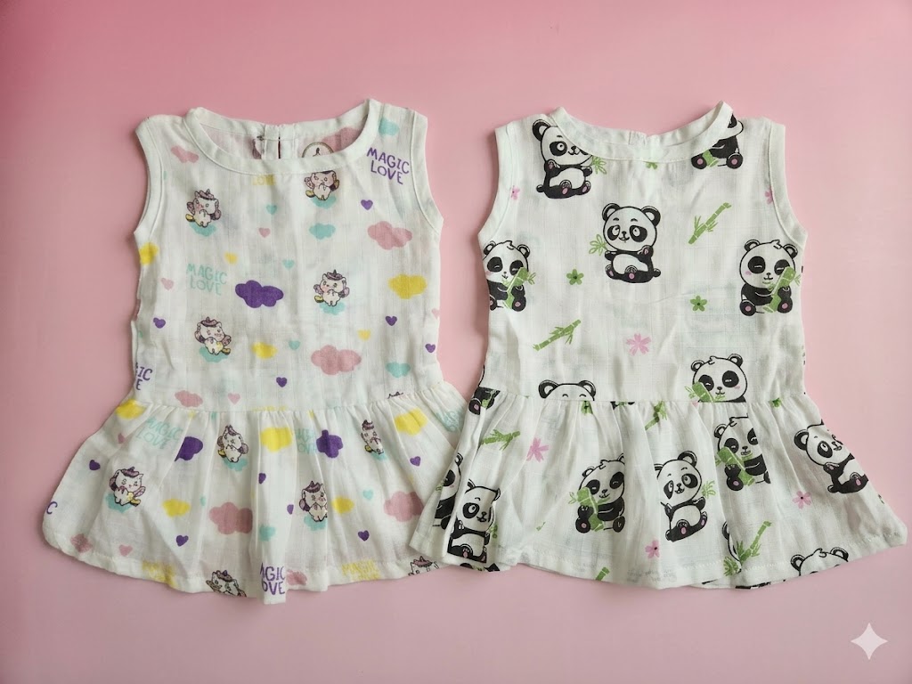 Muslin Aero frocks(3m-6m)- Set of 2