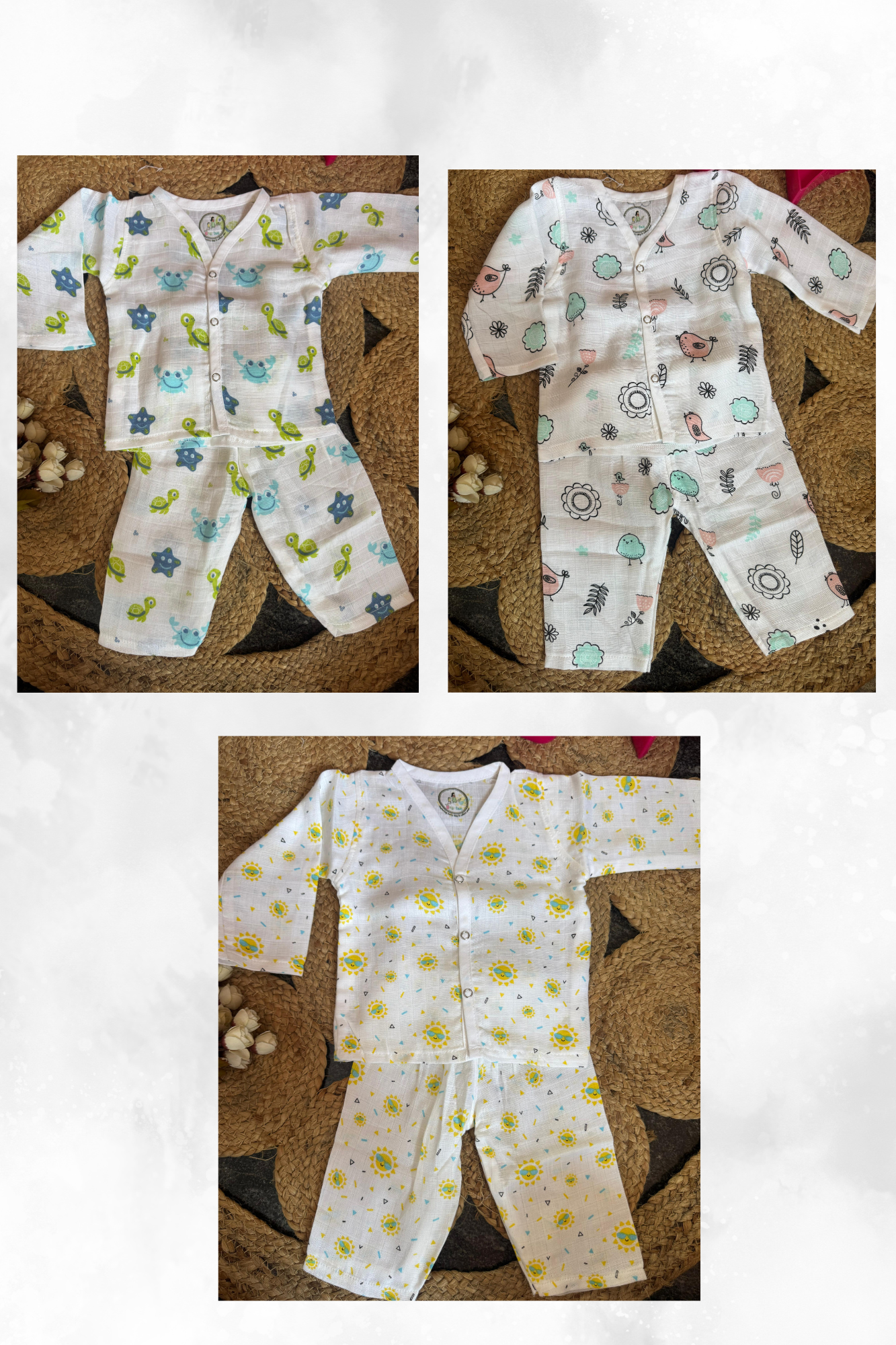 Aero Pyjama sets (Any Size) Combo Sets - Muslin Aero Pyjama sets - Set of 3