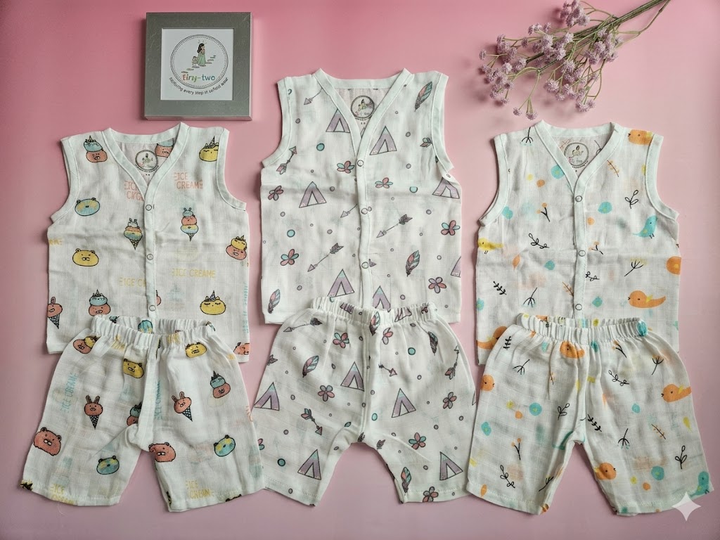 Muslin Aero Co-ord sets(3m-6m) - Set of 3